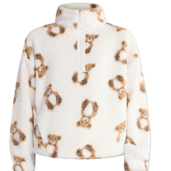 Plush Women’s Cozy White Half Zip Pull Over Teddy Bear Fleece Jacket Size L - Picture 2 of 7
